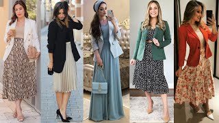 OUTFITS MODERNOS CON BLAZER VESTIDOS Y FALDAS PARA IR A LA IGLESIA O DIFERENTES OCASIONES [upl. by Licastro]