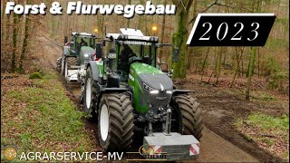 Forst amp Flurwegebau mit AgrarserviseMV 3 Fendt Traktoren im Einsatz Lohnauftrag Forstwege erneuern [upl. by Quill]