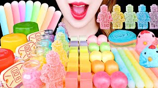 ASMR RAINBOW FOOD CUBE CHEESE ROBOT JELLY PEBBLE CANDY FROZEN WAX CANDY EATING SOUNDS MUKBANG [upl. by Oilenroc]