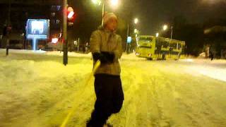 Snowboarding on Belgrade streets [upl. by Way]