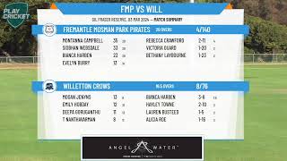 Perth Scorchers Womens League South  SF 1  Fremantle Mosman Park Pirates v Willetton Crows [upl. by Sidhu]