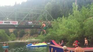 Downieville Classic 2017 quotRon’s House of Big Air River Jumpquot Highlights [upl. by Akfir953]