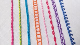 Chain Stitch amp Chain Stitch Variations for Beginners Hand Embroidery Work [upl. by Dash]