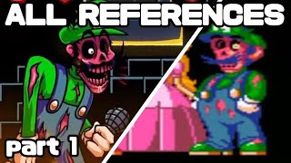 FNF Mario Madness V2 ALL REFERENCES  part 1 [upl. by Ailimat128]