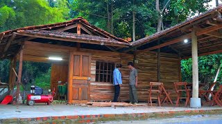 Progress Day 15 of building CABIN at resettlement site Finishing ceiling and wooden walls Gorgeous [upl. by Evreh254]