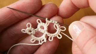 Tatting  Joining j Picots p in Needle Tatting by RustiKate [upl. by Alimhaj102]