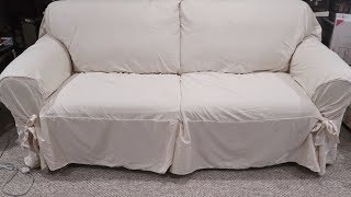 Sure Fit Sofa Slipcover Review Designer Twill Relaxed Fit Unboxing Setup [upl. by Ttessil]