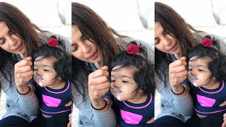 Priyanka Chopra Feeding her Baby Girl Malti Merry Chopra Jonas in her Lap [upl. by Nitas972]