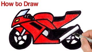 How To Draw A Motorcycle  Drawing and coloring for beginners [upl. by Boesch804]