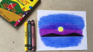 Easy Wax Crayon Drawing for beginners  Moonlight [upl. by Julee]