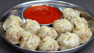 Momos Recipe😋 സോഫ്റ്റ് മോമോസും ചുമന്ന ചട്നിയും Steamed Dim Sum Momos Chutney Chicken Recipe [upl. by Teiv]