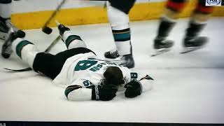 Corey Perry hit on Melker Karlsson 04142018 [upl. by Cecelia]