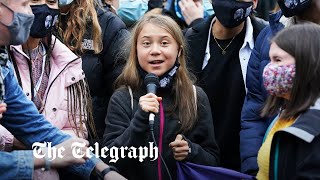 Greta Thunberg sings you can shove your climate crisis up your a outside Cop26 in Glasgow [upl. by Clarine]