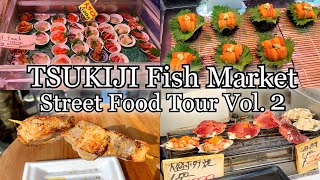 Tsukiji Fish Market Japanese street food tour 15 selections Tokyo Japan Japan Travel Guide [upl. by Edyak262]