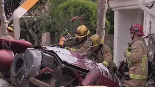 HELICOPTER CRASHES INTO HOUSE IN NEWPORT BEACH CALIFORNIA [upl. by Felita]