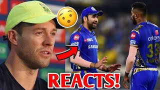 AB De Villiers Reacts to Hardik Pandya amp Rohit Sharma MI Captain Controversy  IPL Cricket News [upl. by Nichani]