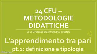 24 CFU  METODOLOGIE DIDATTICHE LAPPRENDIMENTO TRA PARI  introduzione [upl. by Ingaberg]