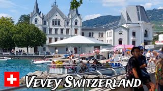 Walking and Driving in Vevey beautiful City in Switzerlandtravel holiday [upl. by Aikemat]