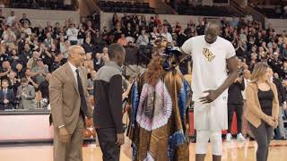 Tacko Fall walks on Senior Knight with mother who he hadnt seen in seven years [upl. by Nylodnarb]