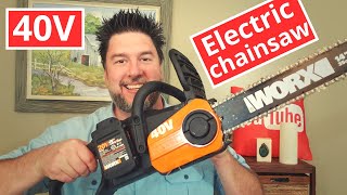 WORX Chainsaw Review WORX 40V electric chainsaw 14 inch saw 233 [upl. by Bower777]