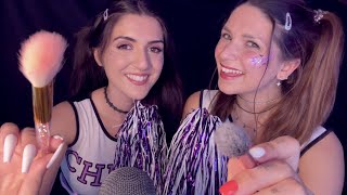 ASMR Cheerleading Twins Do Your Makeup fast amp aggressive ft edafoxx ASMR GermanDeutsch [upl. by Fang]