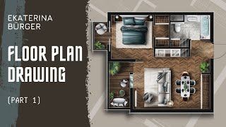 HOW TO DRAW A FLOOR PLAN in Procreate Part 1 [upl. by Nivri897]