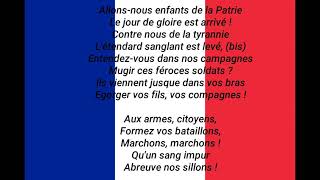 LA MARSEILLAISE  HYMNE DE LA FRANCE  PAROLES [upl. by Eralc]