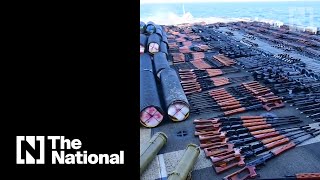 US navy seizes illegal weapons from dhow in Arabian Sea [upl. by Fiske]