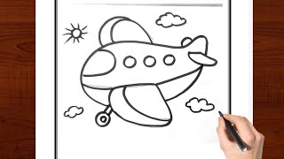 Aeroplane Drawing for kids  How to draw aeroplane easy  aeroplane drawing step by step [upl. by Reedy500]