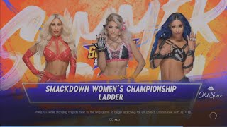 WWE 2K22 Alexa Bliss vs Carmella vs Sasha Banks Smackdown Womens Tittle Ladder Match [upl. by Byram165]