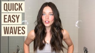 Natural Beach Waves With A Flat Iron Tutorial  Emily DiDonato [upl. by Enomrej]