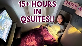 Worlds BEST Business Class Flight Review of Qatar Qsuites 777300ER  Doha to Chicago [upl. by Geehan]