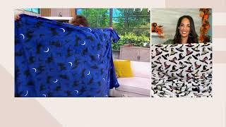 Hay amp Harvest Oversized Printed Plush Halloween 60x80 Throw on QVC [upl. by Aettam]