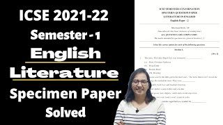 ICSE Class 10 English Literature Semester 1 Specimen Paper Solution 202122 [upl. by Anawik]