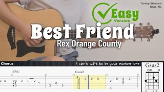 Best Friend easy version  Rex Orange County  Fingerstyle Guitar  TAB  Chords  Lyrics [upl. by Handy]