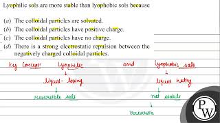 Lyophilic sols are more stable than lyophobic sols because a The colloidal particles are solva [upl. by Adleme520]