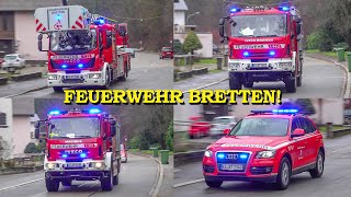 Viel Blaulicht  Pressluft  Bullhorn  Einsatzfahrt Feuerwehr Bretten mit erweitertem Löschzug [upl. by Fania]