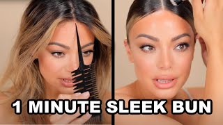 HOW TO ONE MINUTE SLEEK SHINY BUN TUTORIAL  POSTPONE YOUR HAIR WASH  Dilan Sabah [upl. by Cassandre]