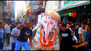 Lakhe and Jhyalincha  Pulukishi  Indra Jatra 1st Day  2075 BS  2018 AD [upl. by Halli]