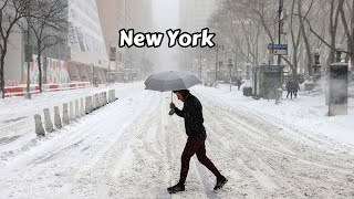 NYC Snowfall Walking Tour  Walk Through New York City 4k Snow  Manhattan Snow Storm [upl. by Assilla470]