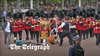 Jubilee protesters tackled by police after running out onto The Mall during Trooping the Colour [upl. by Elleret]