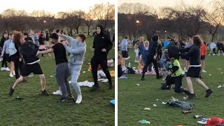 Scotland Brawl in Edinburgh park as police officer reportedly injured [upl. by Sorodoeht]