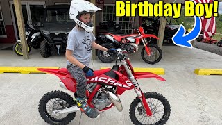 Braxxton gets a surprise on his 12th birthday 2023 GasGas MC 85 2Stroke [upl. by Ainosal]