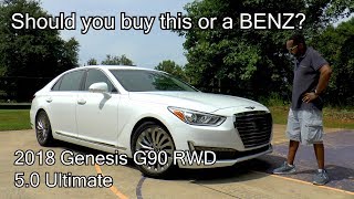 2018 Genesis G90 RWD 50 Ultimate Review  This or a BENZ [upl. by Adehsor682]