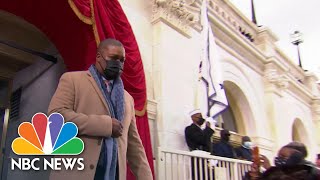 Kamala Harris Escorted By Capitol Police Officer Eugene Goodman  NBC News [upl. by Illak863]