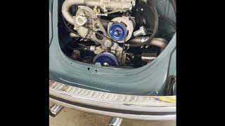 VW type I Aircooled Beetle with new 1776cc supercharged engine  first run for cam break in [upl. by Tiffi]