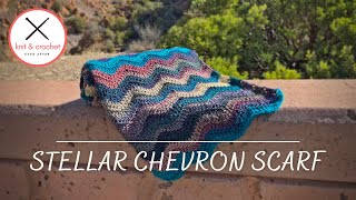 Stellar Chevron Crochet Scarf Easy Tutorial With Free Pattern [upl. by Desireah]