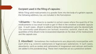 Excipients used in the filling of capsules [upl. by Einrae]