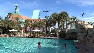 Walt Disney World Swan amp Dolphin Pools Beach  Grotto Pool Water Slide POV Jacuzzis Swan Boats [upl. by Jago281]