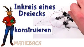 Inkreis konstruieren  Inkreis eines Dreiecks  Schnittpunkt der Winkelhalbierenden [upl. by Philomena359]